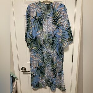 *Cookies Clothing Co. Hawaii Blue Tropical Palm Leaf Print Small Duster Kimono#Q